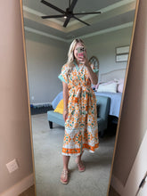 Load image into Gallery viewer, Orange Floral Tie Midi