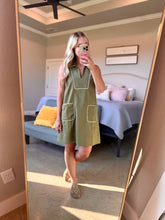 Load image into Gallery viewer, Olive and Cream Piped Dress