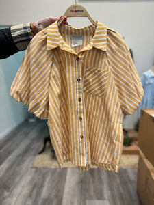 Yellow Striped Button Up