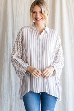 Taupe Striped Top
