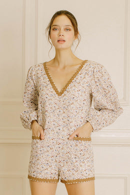 Tan Floral Romper