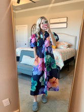 Load image into Gallery viewer, Navy and Bright Floral Midi