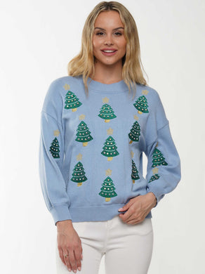 Slate Blue Tree Sweater