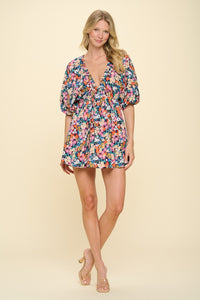 Navy Combo Floral Dress