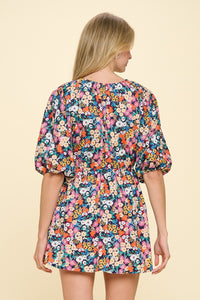 Navy Combo Floral Dress