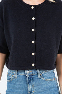 Pearl Detail Short Sleeve Cardigan