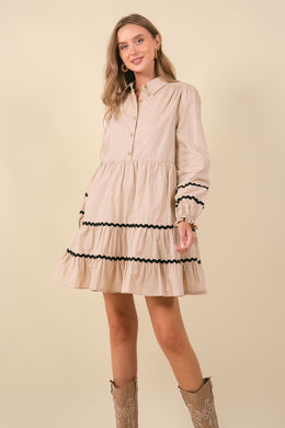 Poplin Half Button Dress