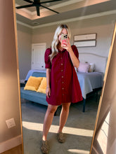 Load image into Gallery viewer, Burgundy Button Dress