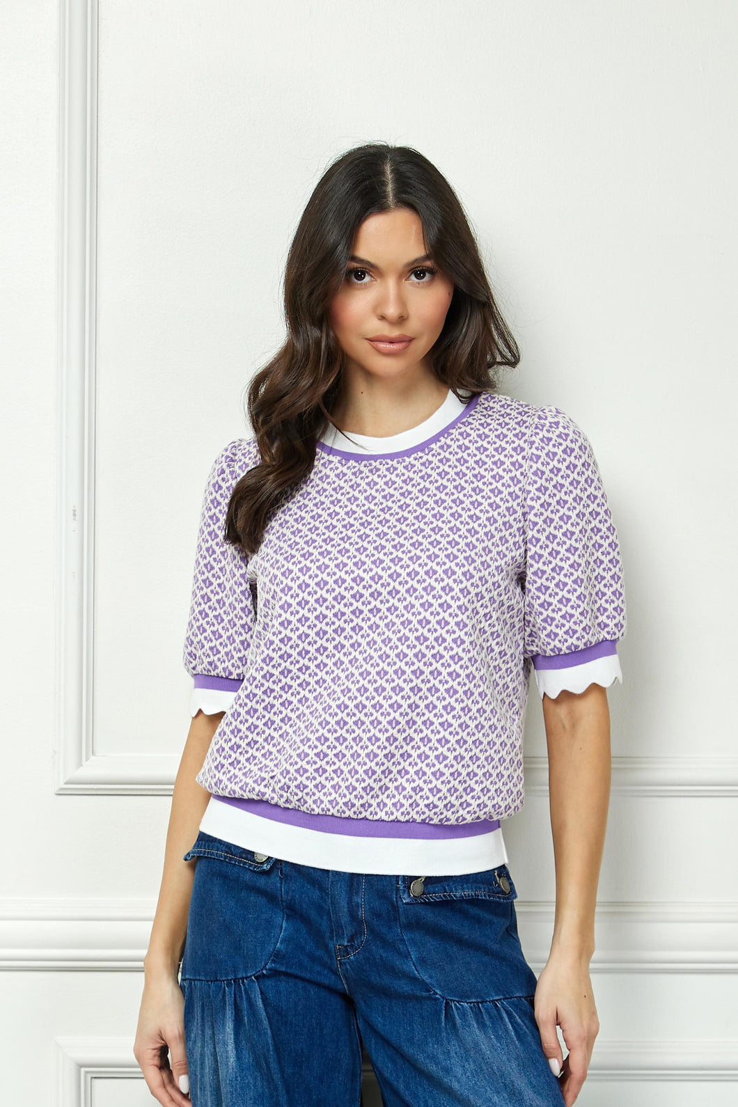 Purple Printed Short Sleeve