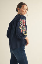 Load image into Gallery viewer, Navy Embroidered Top