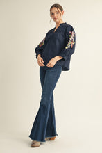 Load image into Gallery viewer, Navy Embroidered Top
