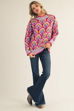 Load image into Gallery viewer, Fuchsia Print Sweater