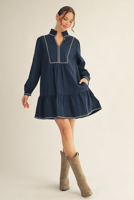 Navy Detailed Dress