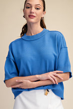 Load image into Gallery viewer, Blue Boxy Short Sleeve Sweater