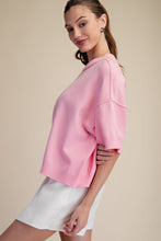 Load image into Gallery viewer, Pink Boxy Short Sleeve Sweater