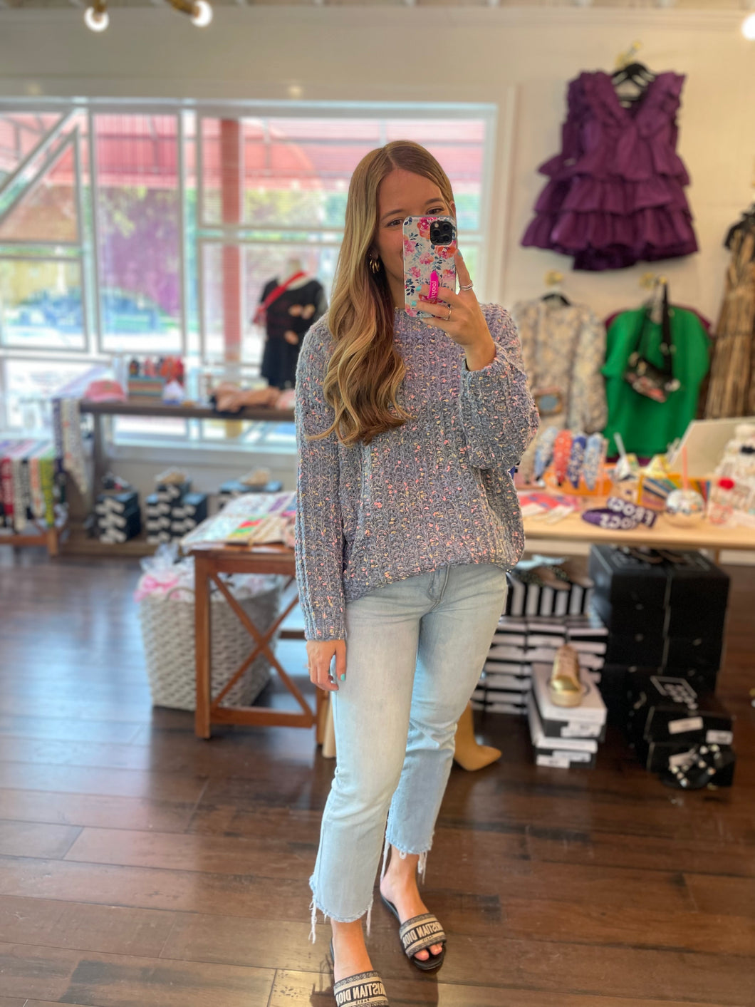 Blue Speckled Sweater
