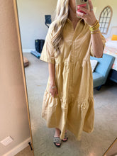 Load image into Gallery viewer, Tan Button Up Midi