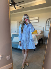 Load image into Gallery viewer, Blue Striped Shirt Dress