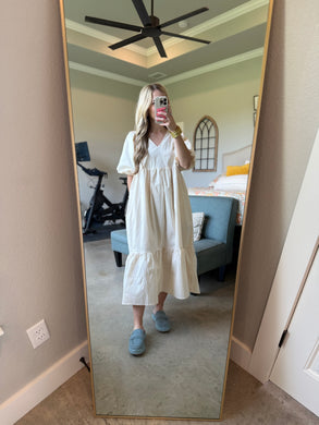 Cream Puff Sleeve Midi
