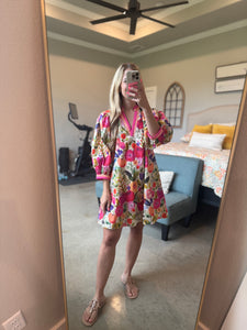Oversized Watercolor Floral Dress