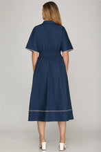 Load image into Gallery viewer, Navy with Stripe Detail Midi