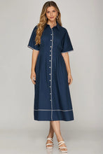 Load image into Gallery viewer, Navy with Stripe Detail Midi