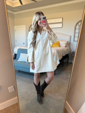 Cream Denim Dress