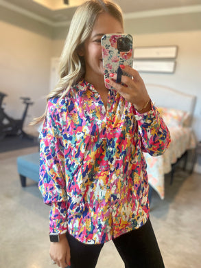 Bright Abstract Button Up