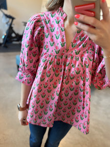 Bright Pink Floral Top