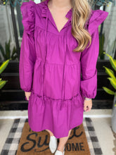Load image into Gallery viewer, Purple Ruffle Tier Dress
