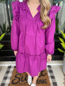 Purple Ruffle Tier Dress