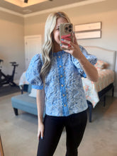 Load image into Gallery viewer, Blue Jacquard Top