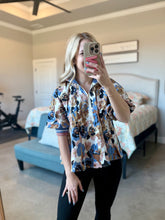 Load image into Gallery viewer, Retro Floral Half Zip Top