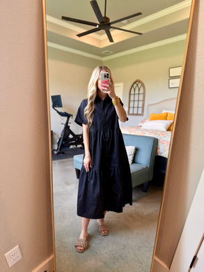 Black Button Up Midi