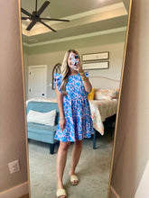 Load image into Gallery viewer, Pink and Blue Ruffle Sleeve Dress