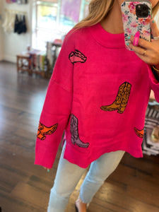 Pink Boot Sweater