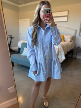 Load image into Gallery viewer, Blue Striped Shirt Dress