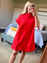 Load image into Gallery viewer, Red Linen Shift Dress