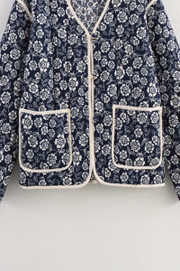 Navy Floral Quilted Jacket