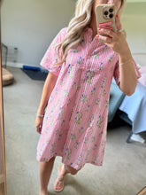 Load image into Gallery viewer, Red Stripe with Florals Dress