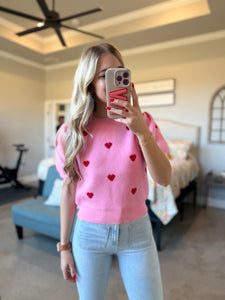 Heart Short Sleeve Sweater