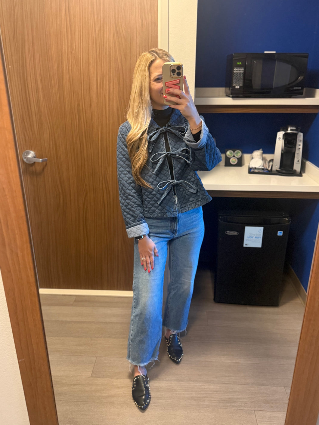 Quilted Denim Bow Jacket