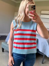 Load image into Gallery viewer, Blue and Red Striped Sweater