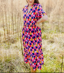 Checkered Midi Dress