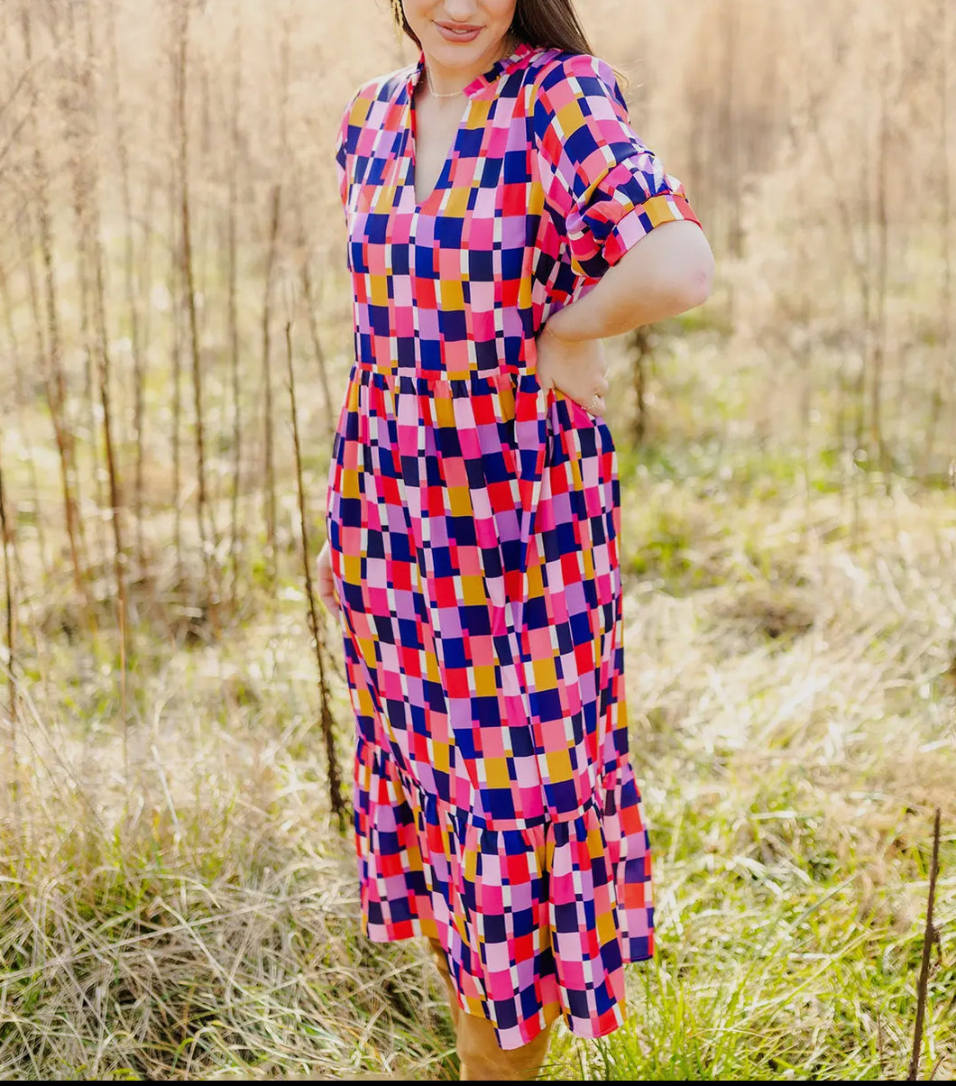 Checkered Midi Dress