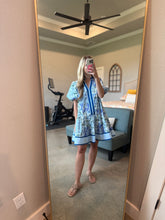 Load image into Gallery viewer, Blues and Floral Dress