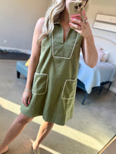 Load image into Gallery viewer, Olive and Cream Piped Dress