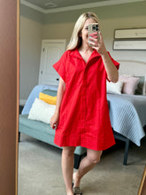 Load image into Gallery viewer, Red Linen Shift Dress