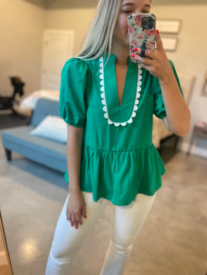 Green Scalloped Top