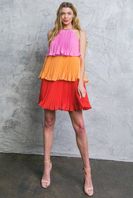 Colorblock Tiered Dress